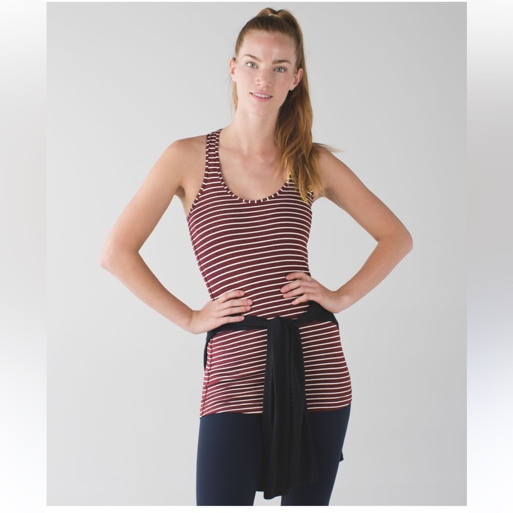 EUC Lululemon Cool Razorback II Tank - Luon Light - Maroon/white
